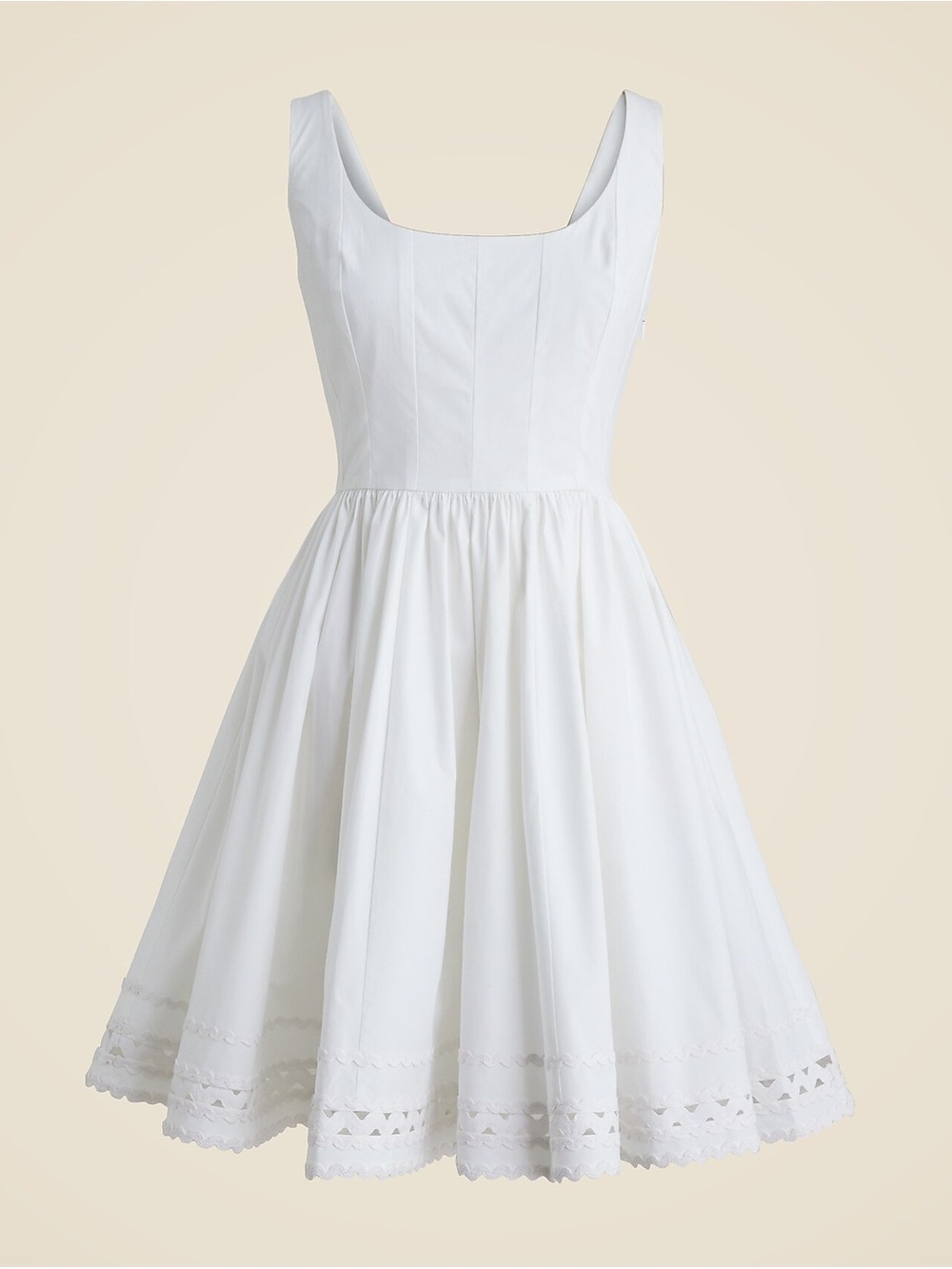 NWT J. Crew Fit and Flare Mini Dress with Rickrack Trim Size 16 White